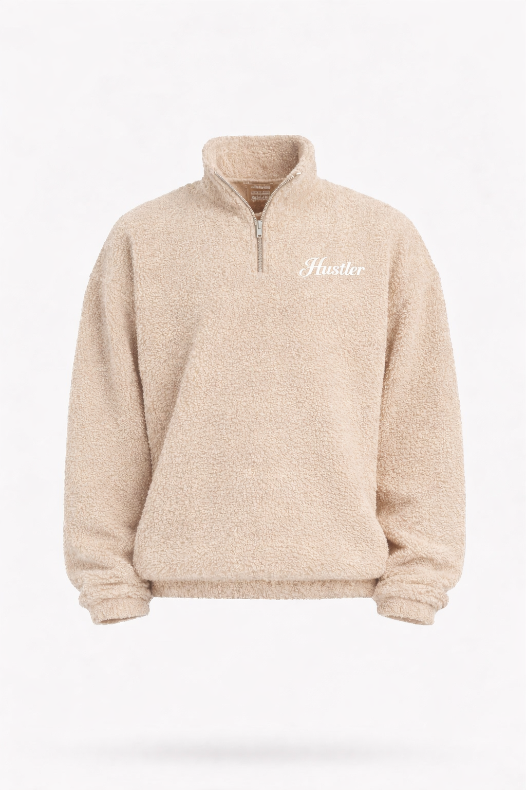 BEIGE FUR QUARTER ZIPPER – HUSTLER